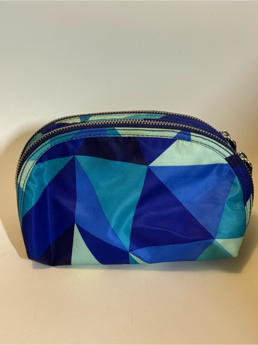 Blue Geometric Cosmetic Pouch